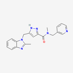 molecular formula C20H20N6O B6008747 N-methyl-5-[(2-methyl-1H-benzimidazol-1-yl)methyl]-N-(3-pyridinylmethyl)-1H-pyrazole-3-carboxamide 