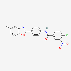 4-chloro-N-[4-(5-methyl-1,3-benzoxazol-2-yl)phenyl]-3-nitrobenzamide
