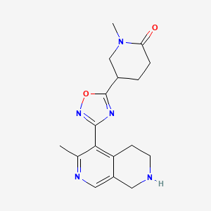 molecular formula C17H21N5O2 B6008768 1-methyl-5-[3-(3-methyl-5,6,7,8-tetrahydro-2,7-naphthyridin-4-yl)-1,2,4-oxadiazol-5-yl]-2-piperidinone trifluoroacetate 