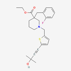 ethyl 3-(2-fluorobenzyl)-1-{[5-(3-hydroxy-3-methyl-1-butyn-1-yl)-2-thienyl]methyl}-3-piperidinecarboxylate