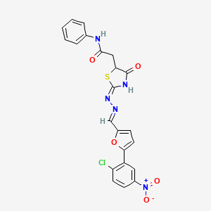 molecular formula C22H16ClN5O5S B6008834 2-[2-({[5-(2-chloro-5-nitrophenyl)-2-furyl]methylene}hydrazono)-4-oxo-1,3-thiazolidin-5-yl]-N-phenylacetamide 