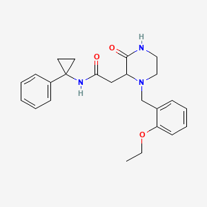 molecular formula C24H29N3O3 B6008870 2-[1-(2-ethoxybenzyl)-3-oxo-2-piperazinyl]-N-(1-phenylcyclopropyl)acetamide 