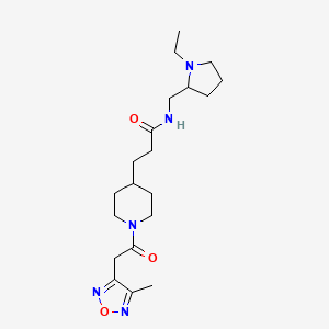 molecular formula C20H33N5O3 B6008924 N-[(1-ethyl-2-pyrrolidinyl)methyl]-3-{1-[(4-methyl-1,2,5-oxadiazol-3-yl)acetyl]-4-piperidinyl}propanamide 