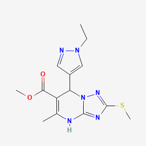molecular formula C14H18N6O2S B6008934 methyl 7-(1-ethyl-1H-pyrazol-4-yl)-5-methyl-2-(methylthio)-4,7-dihydro[1,2,4]triazolo[1,5-a]pyrimidine-6-carboxylate 