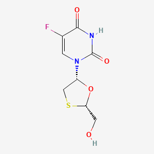 B600894 2,4(1H,3H)-Pyrimidinedione, 5-fluoro-1-(2-(hydroxymethyl)-1,3-oxathiolan-5-yl)-, (2S-cis)- CAS No. 145281-92-1