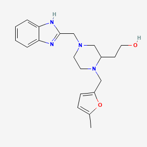 molecular formula C20H26N4O2 B6008967 2-{4-(1H-benzimidazol-2-ylmethyl)-1-[(5-methyl-2-furyl)methyl]-2-piperazinyl}ethanol 