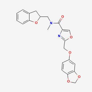 molecular formula C22H20N2O6 B6008976 2-[(1,3-benzodioxol-5-yloxy)methyl]-N-(2,3-dihydro-1-benzofuran-2-ylmethyl)-N-methyl-1,3-oxazole-4-carboxamide 