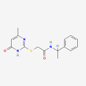 molecular formula C15H17N3O2S B6008987 2-[(4-methyl-6-oxo-1,6-dihydro-2-pyrimidinyl)thio]-N-(1-phenylethyl)acetamide 