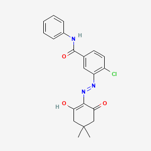 molecular formula C21H20ClN3O3 B6009067 4-chloro-3-[2-(4,4-dimethyl-2,6-dioxocyclohexylidene)hydrazino]-N-phenylbenzamide 