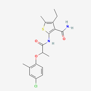 molecular formula C18H21ClN2O3S B6009070 2-{[2-(4-chloro-2-methylphenoxy)propanoyl]amino}-4-ethyl-5-methyl-3-thiophenecarboxamide 