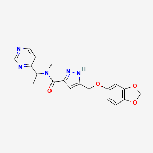 5-[(1,3-benzodioxol-5-yloxy)methyl]-N-methyl-N-[1-(4-pyrimidinyl)ethyl]-1H-pyrazole-3-carboxamide