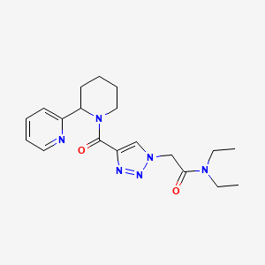 molecular formula C19H26N6O2 B6009119 N,N-diethyl-2-(4-{[2-(2-pyridinyl)-1-piperidinyl]carbonyl}-1H-1,2,3-triazol-1-yl)acetamide 