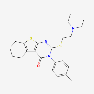 molecular formula C23H29N3OS2 B6009139 2-{[2-(diethylamino)ethyl]thio}-3-(4-methylphenyl)-5,6,7,8-tetrahydro[1]benzothieno[2,3-d]pyrimidin-4(3H)-one 