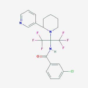 molecular formula C20H18ClF6N3O B6009194 3-chloro-N-[2,2,2-trifluoro-1-(2-pyridin-3-ylpiperidin-1-yl)-1-(trifluoromethyl)ethyl]benzamide 