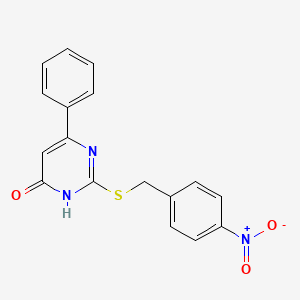 molecular formula C17H13N3O3S B6009350 2-[(4-nitrobenzyl)thio]-6-phenyl-4-pyrimidinol 