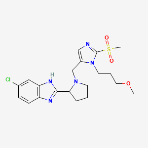molecular formula C20H26ClN5O3S B6009369 6-chloro-2-(1-{[1-(3-methoxypropyl)-2-(methylsulfonyl)-1H-imidazol-5-yl]methyl}-2-pyrrolidinyl)-1H-benzimidazole 