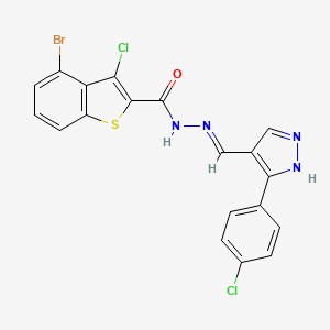 4-bromo-3-chloro-N'-{[3-(4-chlorophenyl)-1H-pyrazol-4-yl]methylene}-1-benzothiophene-2-carbohydrazide