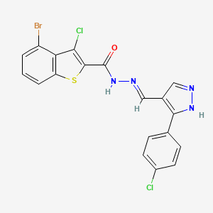 molecular formula C19H11BrCl2N4OS B6009389 4-bromo-3-chloro-N'-{[3-(4-chlorophenyl)-1H-pyrazol-4-yl]methylene}-1-benzothiophene-2-carbohydrazide 