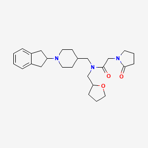 molecular formula C26H37N3O3 B6009405 N-{[1-(2,3-dihydro-1H-inden-2-yl)-4-piperidinyl]methyl}-2-(2-oxo-1-pyrrolidinyl)-N-(tetrahydro-2-furanylmethyl)acetamide 