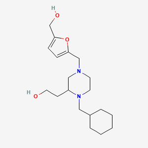 molecular formula C19H32N2O3 B6009423 2-(1-(cyclohexylmethyl)-4-{[5-(hydroxymethyl)-2-furyl]methyl}-2-piperazinyl)ethanol 
