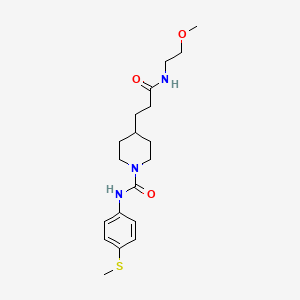 molecular formula C19H29N3O3S B6009475 4-{3-[(2-methoxyethyl)amino]-3-oxopropyl}-N-[4-(methylthio)phenyl]-1-piperidinecarboxamide 