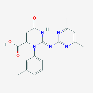 molecular formula C18H19N5O3 B6009528 2-[(4,6-dimethyl-2-pyrimidinyl)amino]-3-(3-methylphenyl)-6-oxo-3,4,5,6-tetrahydro-4-pyrimidinecarboxylic acid 