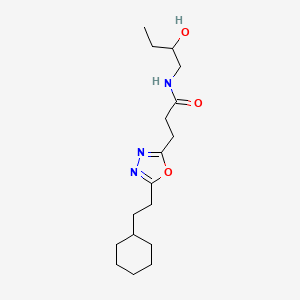 molecular formula C17H29N3O3 B6009551 3-[5-(2-cyclohexylethyl)-1,3,4-oxadiazol-2-yl]-N-(2-hydroxybutyl)propanamide 