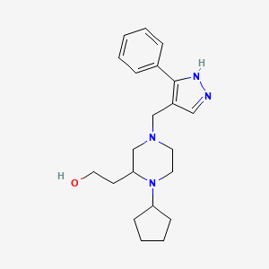 molecular formula C21H30N4O B6009560 2-{1-cyclopentyl-4-[(3-phenyl-1H-pyrazol-4-yl)methyl]-2-piperazinyl}ethanol 