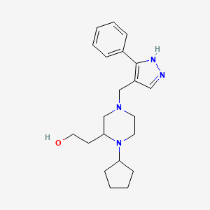 2-{1-cyclopentyl-4-[(3-phenyl-1H-pyrazol-4-yl)methyl]-2-piperazinyl}ethanol