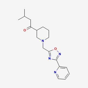 molecular formula C18H24N4O2 B6009565 3-methyl-1-(1-{[3-(2-pyridinyl)-1,2,4-oxadiazol-5-yl]methyl}-3-piperidinyl)-1-butanone 