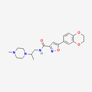 5-(2,3-dihydro-1,4-benzodioxin-6-yl)-N-[2-(4-methyl-1-piperazinyl)propyl]-3-isoxazolecarboxamide