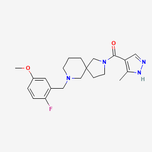 molecular formula C21H27FN4O2 B6009602 7-(2-fluoro-5-methoxybenzyl)-2-[(3-methyl-1H-pyrazol-4-yl)carbonyl]-2,7-diazaspiro[4.5]decane 