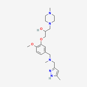 molecular formula C22H35N5O3 B6009614 1-[2-methoxy-5-({methyl[(5-methyl-1H-pyrazol-3-yl)methyl]amino}methyl)phenoxy]-3-(4-methyl-1-piperazinyl)-2-propanol 