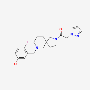 molecular formula C21H27FN4O2 B6009675 7-(2-fluoro-5-methoxybenzyl)-2-(1H-pyrazol-1-ylacetyl)-2,7-diazaspiro[4.5]decane 