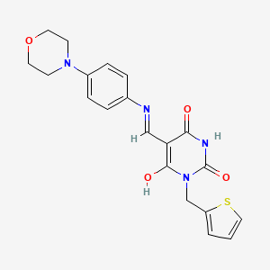 molecular formula C20H20N4O4S B6009750 5-({[4-(4-morpholinyl)phenyl]amino}methylene)-1-(2-thienylmethyl)-2,4,6(1H,3H,5H)-pyrimidinetrione 