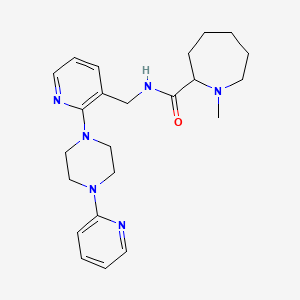 molecular formula C23H32N6O B6009794 1-methyl-N-({2-[4-(2-pyridinyl)-1-piperazinyl]-3-pyridinyl}methyl)-2-azepanecarboxamide 