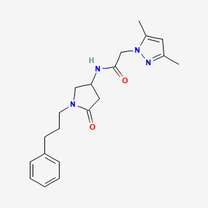 molecular formula C20H26N4O2 B6009809 2-(3,5-dimethyl-1H-pyrazol-1-yl)-N-[5-oxo-1-(3-phenylpropyl)-3-pyrrolidinyl]acetamide 