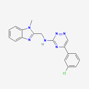 molecular formula C18H15ClN6 B6009818 5-(3-chlorophenyl)-N-[(1-methyl-1H-benzimidazol-2-yl)methyl]-1,2,4-triazin-3-amine 