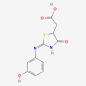molecular formula C11H10N2O4S B6009901 {2-[(3-hydroxyphenyl)imino]-4-oxo-1,3-thiazolidin-5-yl}acetic acid 