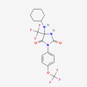 molecular formula C17H17F6N3O3 B6009944 5-(cyclohexylamino)-3-[4-(trifluoromethoxy)phenyl]-5-(trifluoromethyl)imidazolidine-2,4-dione 