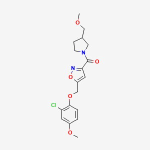 molecular formula C18H21ClN2O5 B6009965 5-[(2-chloro-4-methoxyphenoxy)methyl]-3-{[3-(methoxymethyl)-1-pyrrolidinyl]carbonyl}isoxazole 