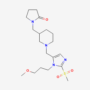 molecular formula C19H32N4O4S B6009984 1-[(1-{[1-(3-methoxypropyl)-2-(methylsulfonyl)-1H-imidazol-5-yl]methyl}-3-piperidinyl)methyl]-2-pyrrolidinone 