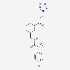 molecular formula C20H25ClN6O2 B6010038 1-(4-chlorophenyl)-N-({1-[3-(1H-tetrazol-1-yl)propanoyl]-3-piperidinyl}methyl)cyclopropanecarboxamide 