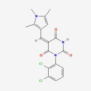 molecular formula C18H15Cl2N3O3 B6010040 1-(2,3-dichlorophenyl)-5-[(1,2,5-trimethyl-1H-pyrrol-3-yl)methylene]-2,4,6(1H,3H,5H)-pyrimidinetrione 