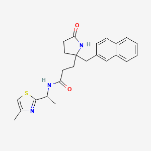 molecular formula C24H27N3O2S B6010072 N-[1-(4-methyl-1,3-thiazol-2-yl)ethyl]-3-[2-(2-naphthylmethyl)-5-oxo-2-pyrrolidinyl]propanamide 