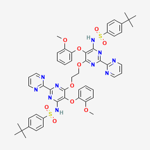 molecular formula C52H52N10O10S2 B601009 4-tert-butyl-N-[6-[2-[6-[(4-tert-butylphenyl)sulfonylamino]-5-(2-methoxyphenoxy)-2-pyrimidin-2-ylpyrimidin-4-yl]oxyethoxy]-5-(2-methoxyphenoxy)-2-pyrimidin-2-ylpyrimidin-4-yl]benzenesulfonamide CAS No. 1097263-60-9