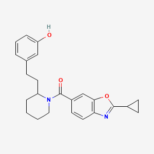 3-(2-{1-[(2-cyclopropyl-1,3-benzoxazol-6-yl)carbonyl]-2-piperidinyl}ethyl)phenol