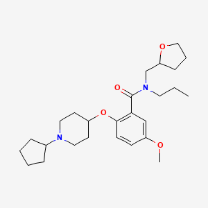 molecular formula C26H40N2O4 B6010137 2-[(1-cyclopentyl-4-piperidinyl)oxy]-5-methoxy-N-propyl-N-(tetrahydro-2-furanylmethyl)benzamide 