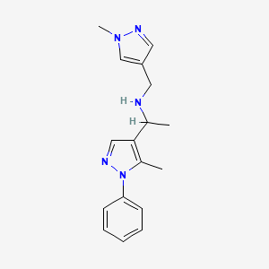 molecular formula C17H21N5 B6010262 1-(5-methyl-1-phenyl-1H-pyrazol-4-yl)-N-[(1-methyl-1H-pyrazol-4-yl)methyl]ethanamine 
