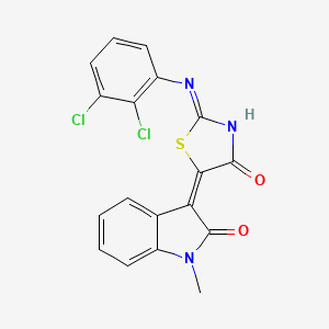 molecular formula C18H11Cl2N3O2S B6010293 3-[2-[(2,3-dichlorophenyl)amino]-4-oxo-1,3-thiazol-5(4H)-ylidene]-1-methyl-1,3-dihydro-2H-indol-2-one 